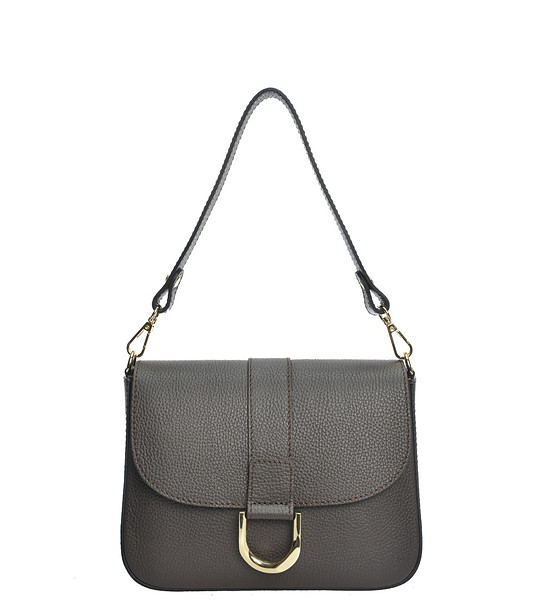 Дамска кожена чанта в тъмнокафяво снимка