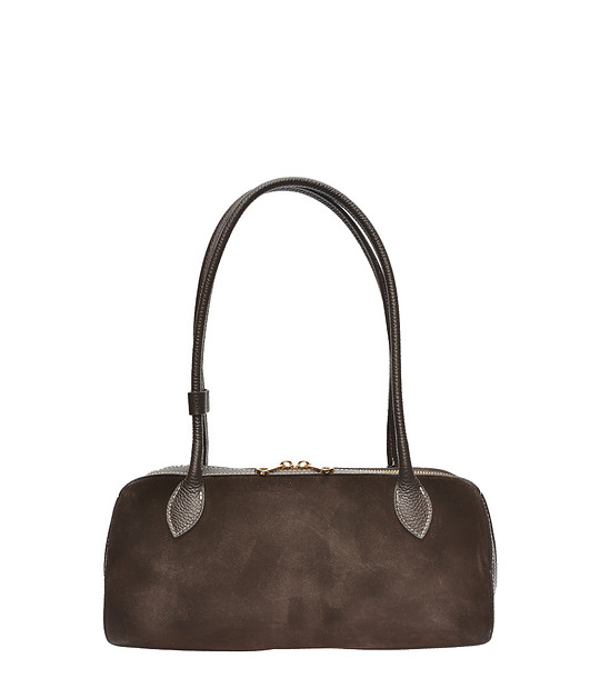 Дамска кожена чанта в тъмнокафяво снимка