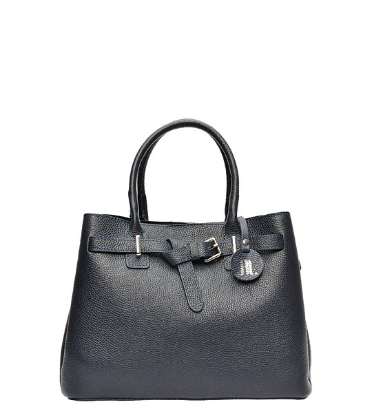 Дамска кожена чанта в тъмносиньо снимка