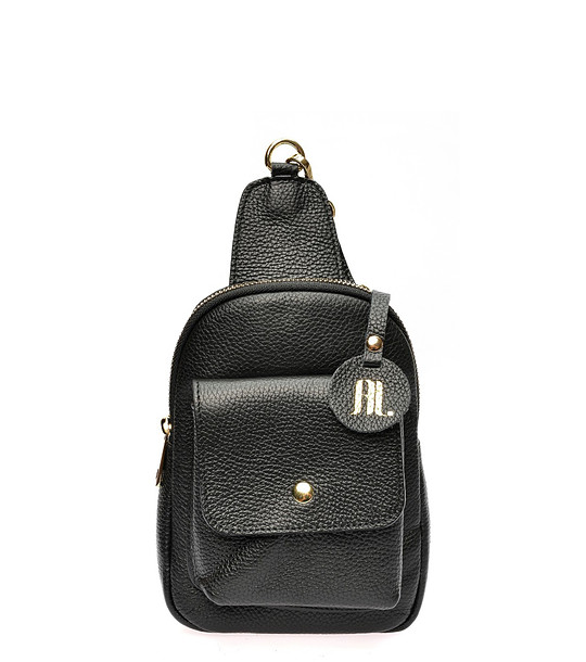 Малка черна дамска кожена чанта Reni снимка