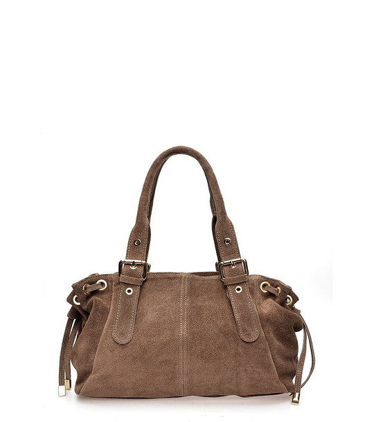 Кафява дамска велурена чанта снимка