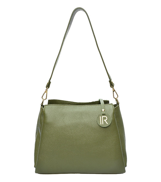 Кожена дамска чанта в зелено снимка