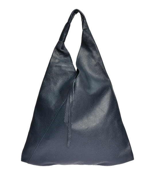 Тъмносиня дамска чанта от естествена кожа Karra снимка