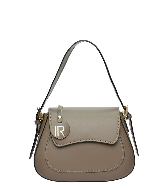 Малка дамска чанта от естествена кожа в цвят таупе снимка