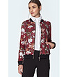 Дамско яке бомбър в бордо с флорален принт-0 снимка
