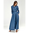 Дълга памучна рокля от деним-0 снимка