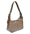 Дамска чанта от естествена кожа в цвят таупе -2 снимка