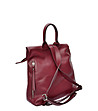 Дамска раница от естествена кожа в бордо Sima-2 снимка