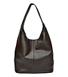 Кафява кожена дамска чанта хобо-0 снимка