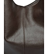 Кафява кожена дамска чанта хобо-3 снимка