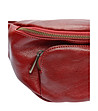 Червена дамска кожена чанта за кръста-3 снимка