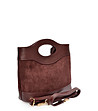 Дамска чанта в бордо от кожа и велур-2 снимка