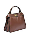Кафява дамска трапецовидна чанта от естествена кожа -2 снимка