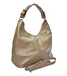 Дамска чанта от естествена кожа в цвят таупе -2 снимка
