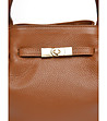 Дамска кожена чанта в цвят коняк Rita-3 снимка