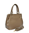 Дамска кожена чанта в цвят таупе-2 снимка