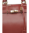 Тъмночервена дамска кожена чанта-3 снимка
