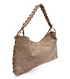 Дамска велурена чанта в цвят таупе-2 снимка