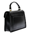 Черна дамска чанта от естествена кожа с капак Noya-2 снимка