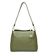 Кожена дамска чанта в зелено-0 снимка