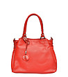 Червена дамска кожена чанта-0 снимка
