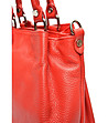 Червена дамска кожена чанта-3 снимка