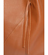 Дамска чанта от естествена кожа в цвят коняк-3 снимка
