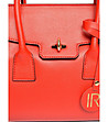 Кокетна дамска чанта от естествена кожа Monic в червен нюанс-3 снимка