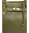 Дамска кожена чанта в зелен нюанс Olana-3 снимка