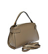 Дамска чанта от естествена кожа в таупе-2 снимка