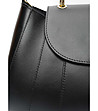 Черна дамска чанта от естествена кожа с нестандартна форма-3 снимка