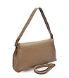 Дамска кожена трапецовидна чанта в цвят таупе-2 снимка