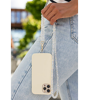 Верижка за телефон с прозрачни мъниста снимка