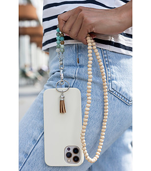 Верижка за телефон с дървени мъниста снимка