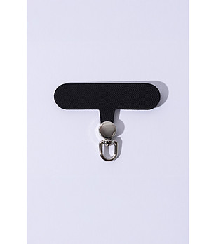 Черен държач за телефон за каишка  със сребрист детайл снимка