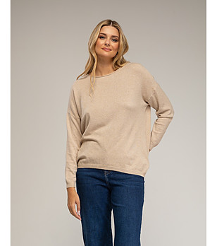 Бежов тънък дамски пуловер снимка