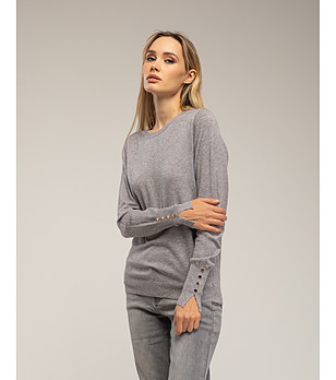 Сива дамска блуза с копчета снимка