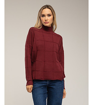 Дамски оврсайз пуловер в бордо снимка