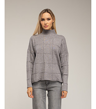 Дамски овърсайз пуловер в сив цвят снимка