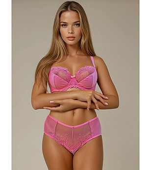 Бикини в розово CHERIE с широки ленти встрани снимка