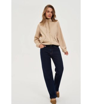 Дамско бежово горнище т с цип снимка