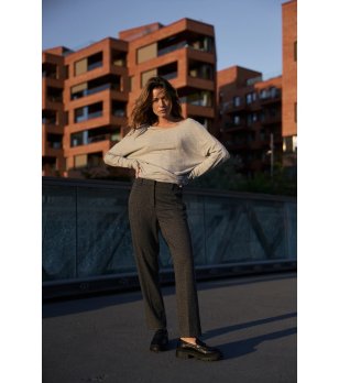 Дамски панталон в цвят графит снимка