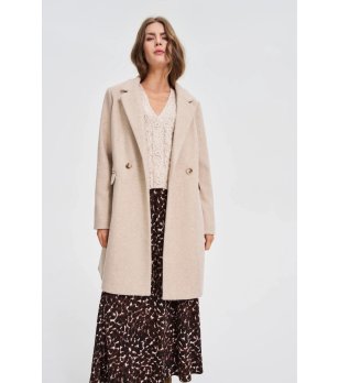 Дамско бежово палто снимка