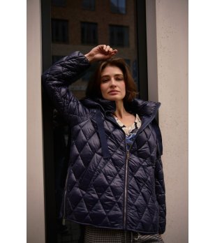 Дамско тъмносиньо яке с качулка снимка