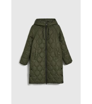 Дамско зимно капитонирано яке в цвят маслина снимка