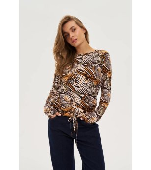 Дамска блуза с принт в кафяви нюанси снимка