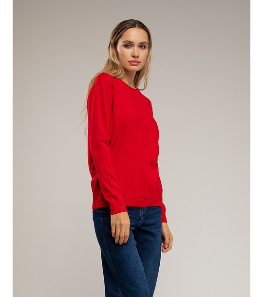 Дамски тънък червен пуловер снимка