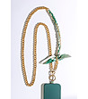 Верижка за телефон в златисто с шалче в зелено-2 снимка