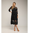 Черна дантелена миди рокля-0 снимка