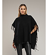 Елегантно дамско пончо в черно-0 снимка